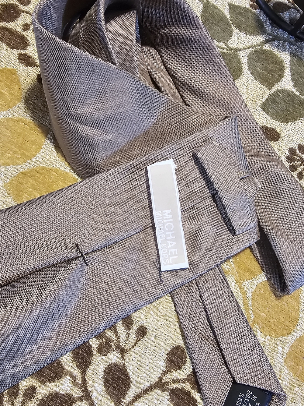 Michael Kors Taupe Woven Silk Tie